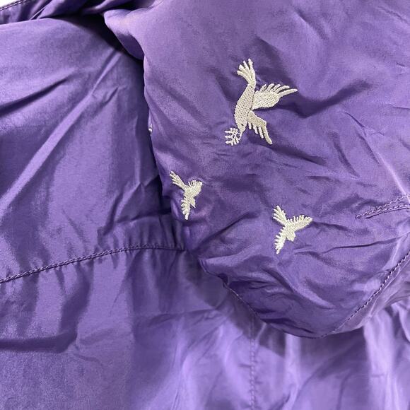 Fenchurch Rain Coat Jacket Purple Embroidered Birds Large - Picture 9 of 12